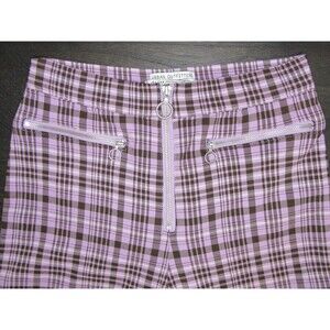 Urban Outfitters UO Pants Size 4 Pink Purple Brown Gingham Susie High Waist Zip